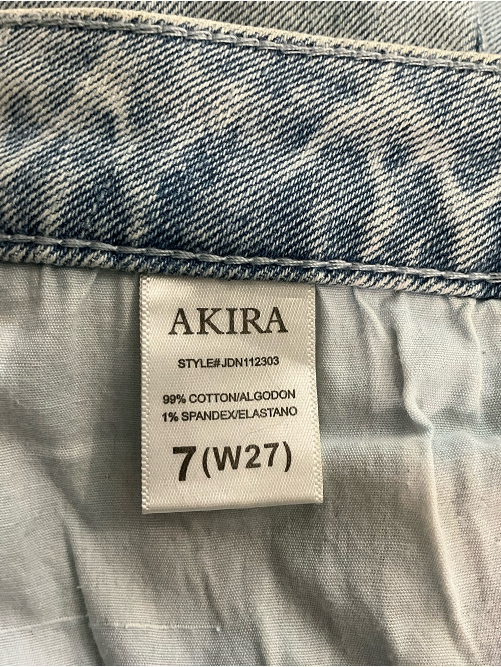 AKIRA City Graphics Size 7 (W27) Jeans Straight Leg Distressed Light Wash - Picture 2 of 8